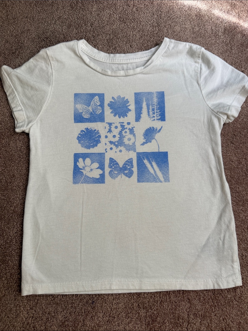 Girls' Old Navy White Tee with Blue Nature Print
